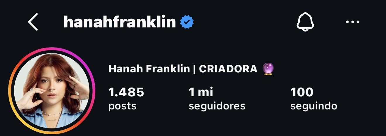 Perfil verificado @hanahfranklin no Instagram — 1 mi seguidores